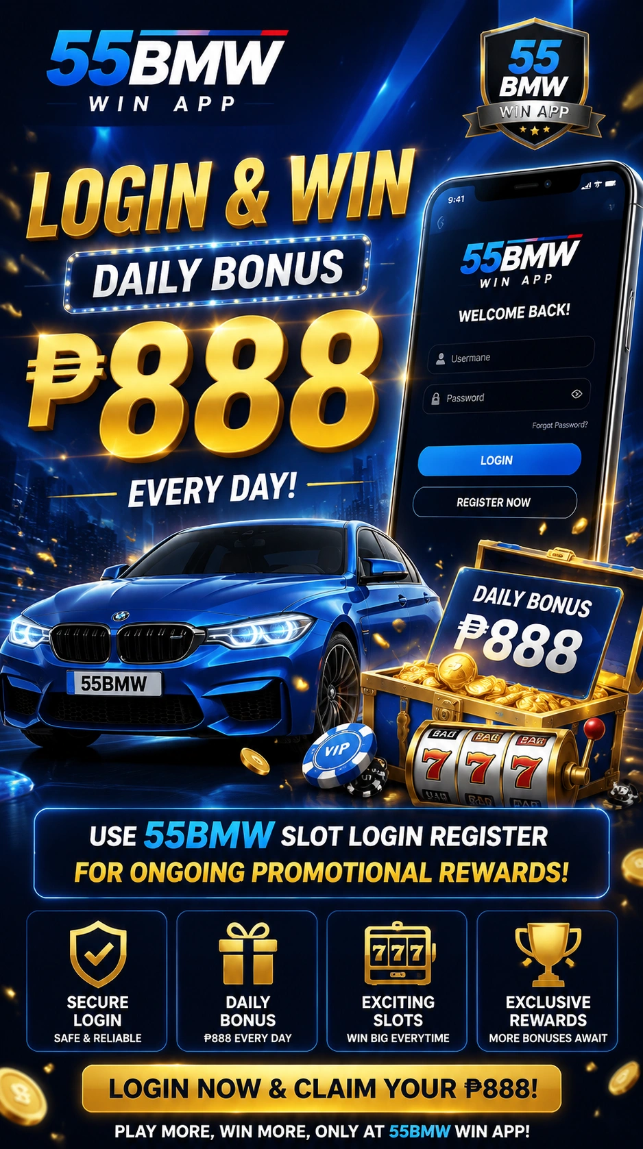 55BMW bonus flow for online casino players